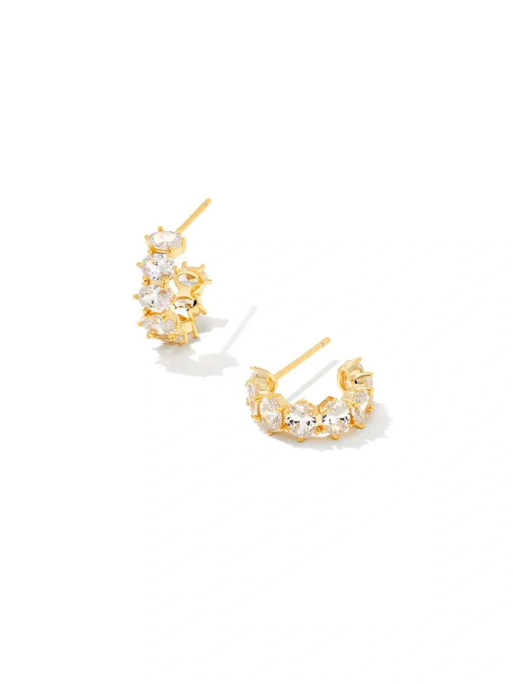 Kendra Scott Gold and Clear Crystal Half-Hoop Stud Earrings